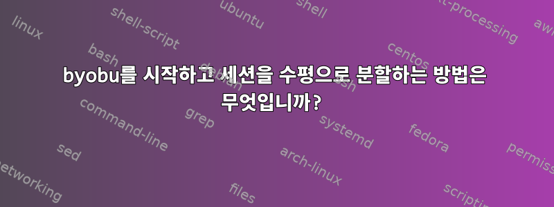 byobu를 시작하고 세션을 수평으로 분할하는 방법은 무엇입니까?