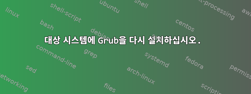 대상 시스템에 Grub을 다시 설치하십시오.