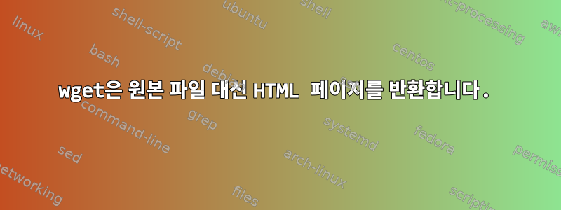 wget은 원본 파일 대신 HTML 페이지를 반환합니다.