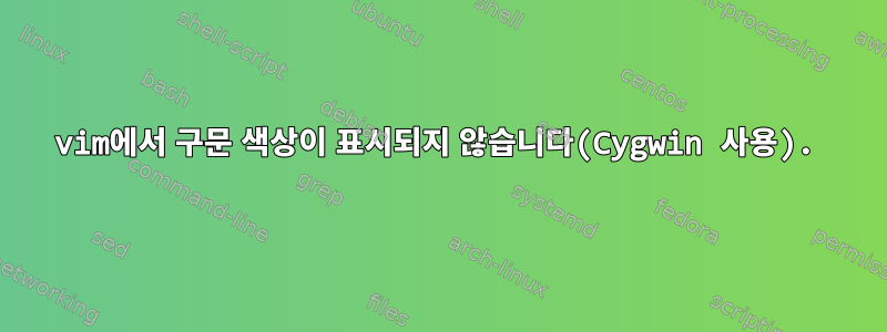 vim에서 구문 색상이 표시되지 않습니다(Cygwin 사용).