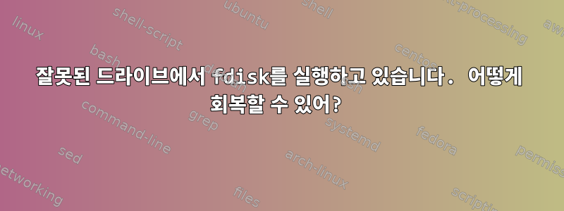 잘못된 드라이브에서 fdisk를 실행하고 있습니다. 어떻게 회복할 수 있어?