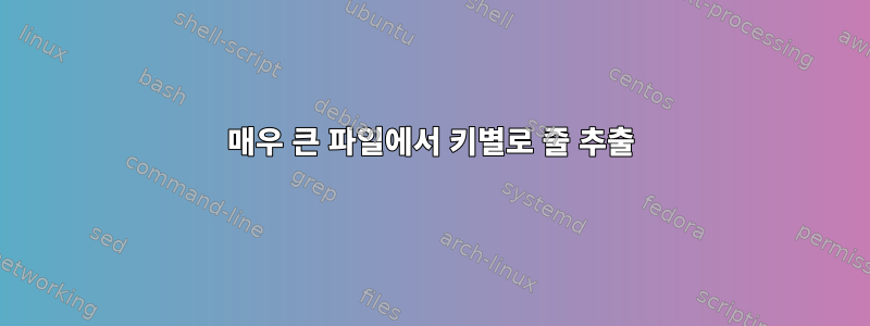 매우 큰 파일에서 키별로 줄 추출