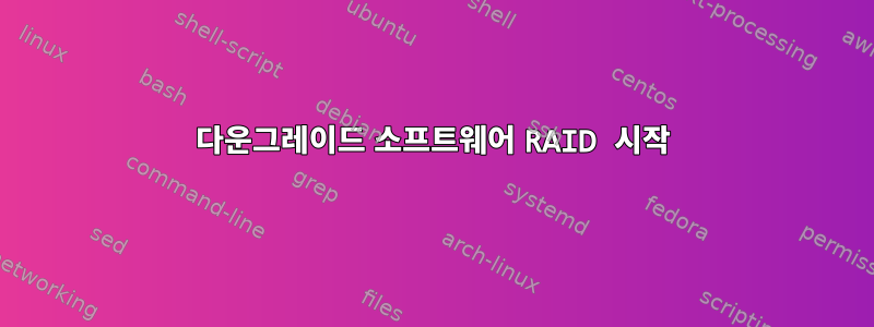 다운그레이드 소프트웨어 RAID 시작