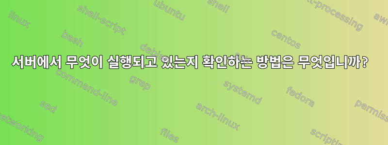 서버에서 무엇이 실행되고 있는지 확인하는 방법은 무엇입니까?