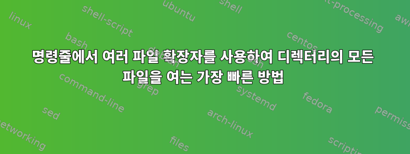 명령줄에서 여러 파일 확장자를 사용하여 디렉터리의 모든 파일을 여는 가장 빠른 방법