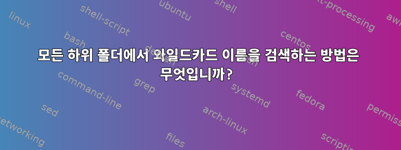 모든 하위 폴더에서 와일드카드 이름을 검색하는 방법은 무엇입니까?