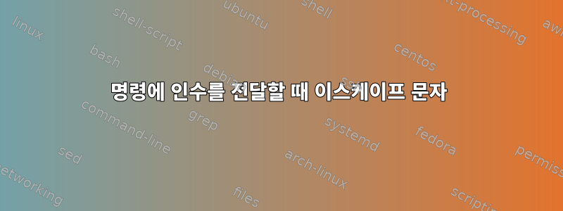 명령에 인수를 전달할 때 이스케이프 문자