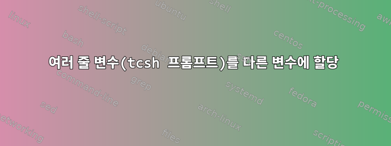 여러 줄 변수(tcsh 프롬프트)를 다른 변수에 할당