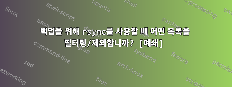 백업을 위해 rsync를 사용할 때 어떤 목록을 필터링/제외합니까? [폐쇄]