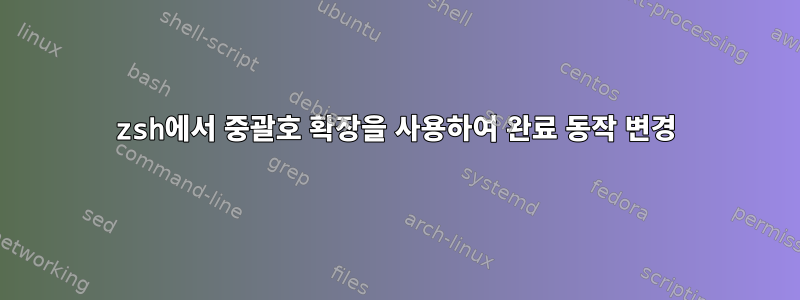 zsh에서 중괄호 확장을 사용하여 완료 동작 변경