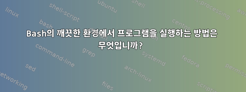 Bash의 깨끗한 환경에서 프로그램을 실행하는 방법은 무엇입니까?