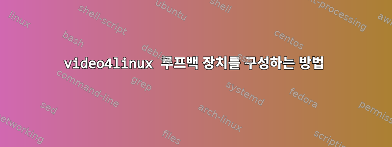 video4linux 루프백 장치를 구성하는 방법