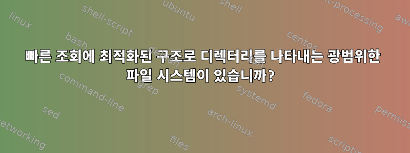 빠른 조회에 최적화된 구조로 디렉터리를 나타내는 광범위한 파일 시스템이 있습니까?