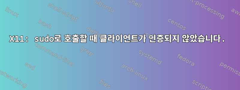 X11: sudo로 호출할 때 클라이언트가 인증되지 않았습니다.