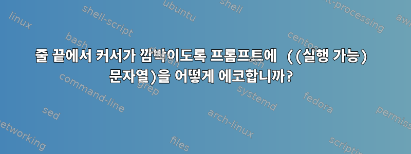 줄 끝에서 커서가 깜박이도록 프롬프트에 ((실행 가능) 문자열)을 어떻게 에코합니까?