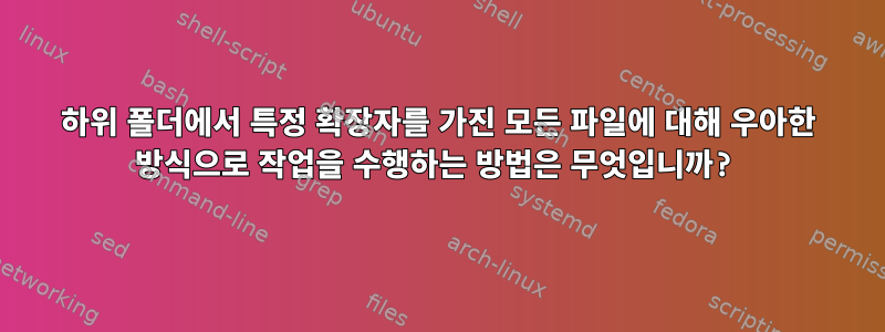 하위 폴더에서 특정 확장자를 가진 모든 파일에 대해 우아한 방식으로 작업을 수행하는 방법은 무엇입니까?