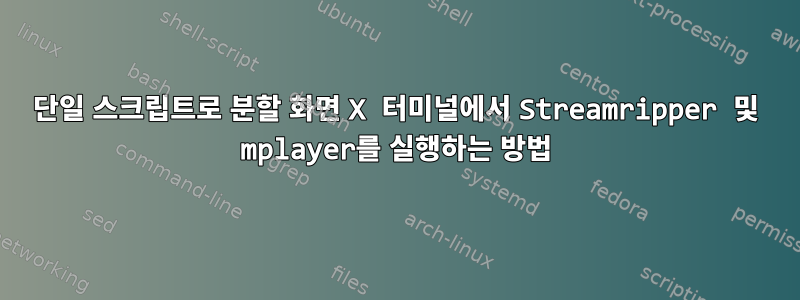 단일 스크립트로 분할 화면 X 터미널에서 Streamripper 및 mplayer를 실행하는 방법