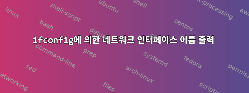 ifconfig에 의한 네트워크 인터페이스 이름 출력