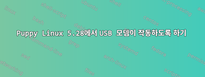 Puppy Linux 5.28에서 USB 모뎀이 작동하도록 하기