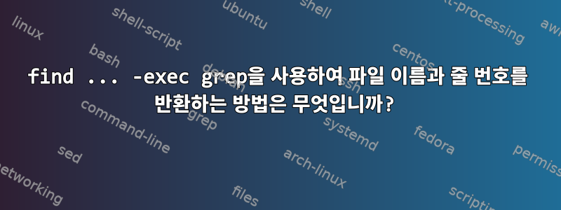 find ... -exec grep을 사용하여 파일 이름과 줄 번호를 반환하는 방법은 무엇입니까?