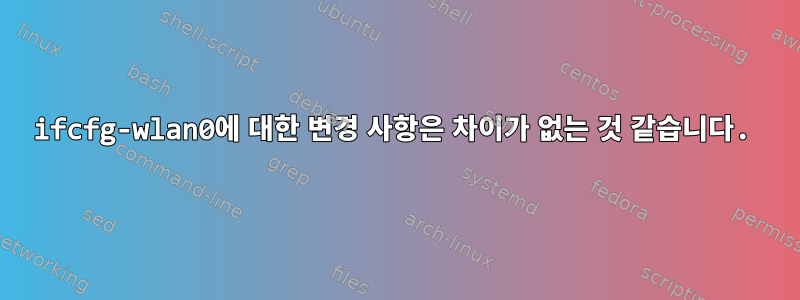 ifcfg-wlan0에 대한 변경 사항은 차이가 없는 것 같습니다.