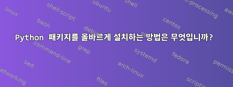 Python 패키지를 올바르게 설치하는 방법은 무엇입니까?