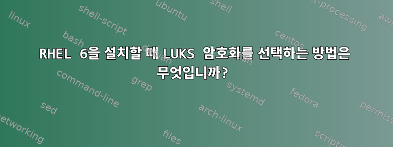 RHEL 6을 설치할 때 LUKS 암호화를 선택하는 방법은 무엇입니까?