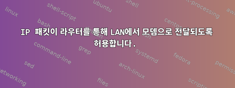 IP 패킷이 라우터를 통해 LAN에서 모뎀으로 전달되도록 허용합니다.