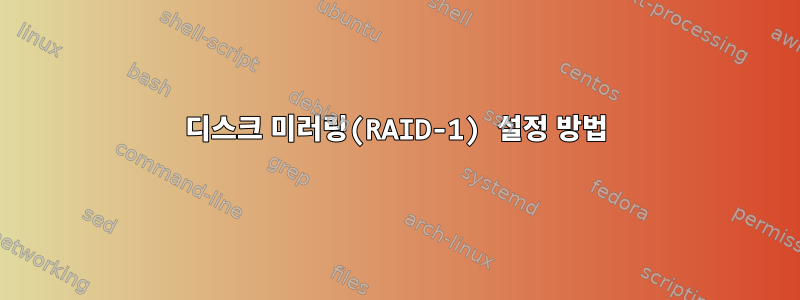 디스크 미러링(RAID-1) 설정 방법