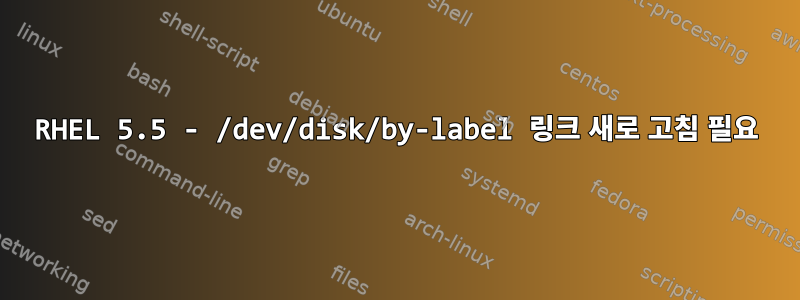 RHEL 5.5 - /dev/disk/by-label 링크 새로 고침 필요