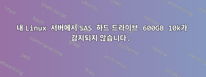 내 Linux 서버에서 SAS 하드 드라이브 600GB 10k가 감지되지 않습니다.