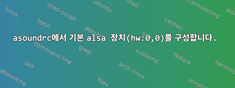 asoundrc에서 기본 alsa 장치(hw:0,0)를 구성합니다.