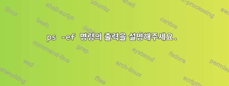 ps -ef 명령의 출력을 설명해주세요.