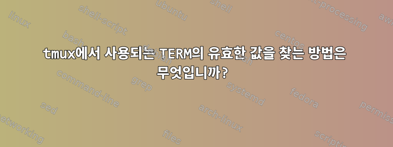 tmux에서 사용되는 TERM의 유효한 값을 찾는 방법은 무엇입니까?