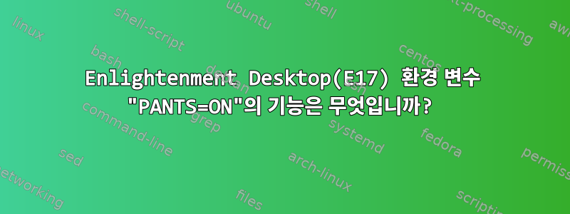 Enlightenment Desktop(E17) 환경 변수 "PANTS=ON"의 기능은 무엇입니까?