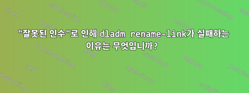 "잘못된 인수"로 인해 dladm rename-link가 실패하는 이유는 무엇입니까?