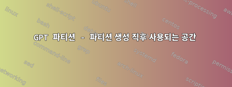 GPT 파티션 - 파티션 생성 직후 사용되는 공간