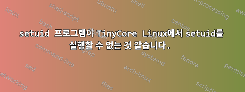 setuid 프로그램이 TinyCore Linux에서 setuid를 실행할 수 없는 것 같습니다.