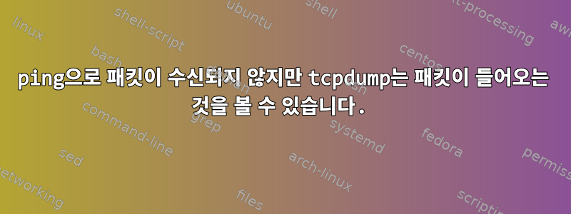 ping으로 패킷이 수신되지 않지만 tcpdump는 패킷이 들어오는 것을 볼 수 있습니다.