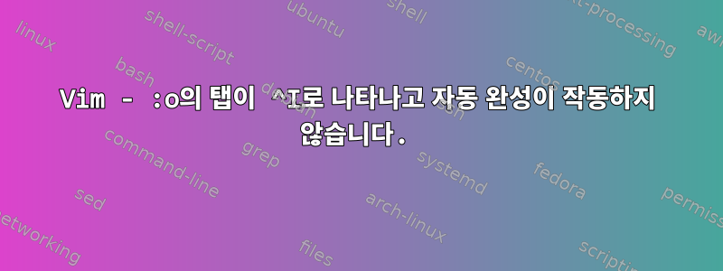 Vim - :o의 탭이 ^I로 나타나고 자동 완성이 작동하지 않습니다.