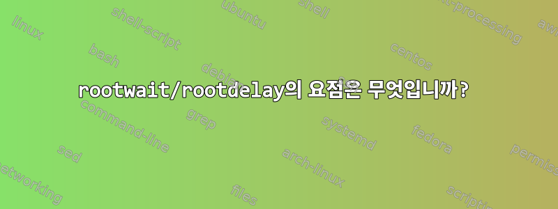 rootwait/rootdelay의 요점은 무엇입니까?