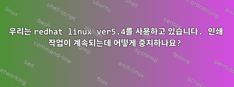 우리는 redhat linux ver5.4를 사용하고 있습니다. 인쇄 작업이 계속되는데 어떻게 중지하나요?