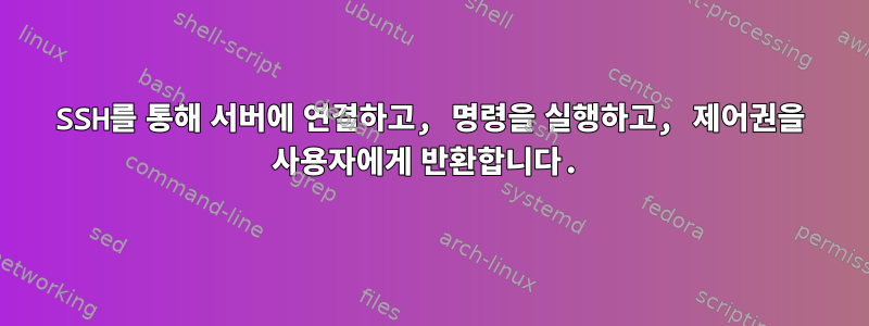 SSH를 통해 서버에 연결하고, 명령을 실행하고, 제어권을 사용자에게 반환합니다.