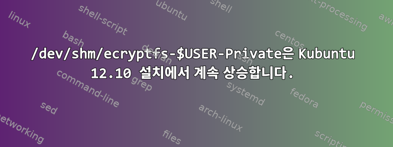 /dev/shm/ecryptfs-$USER-Private은 Kubuntu 12.10 설치에서 계속 상승합니다.