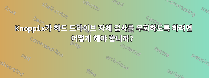 Knoppix가 하드 드라이브 자체 검사를 우회하도록 하려면 어떻게 해야 합니까?