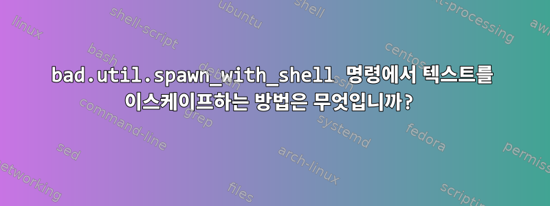 bad.util.spawn_with_shell 명령에서 텍스트를 이스케이프하는 방법은 무엇입니까?