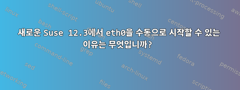 새로운 Suse 12.3에서 eth0을 수동으로 시작할 수 있는 이유는 무엇입니까?