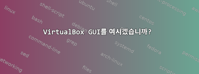 VirtualBox GUI를 여시겠습니까?