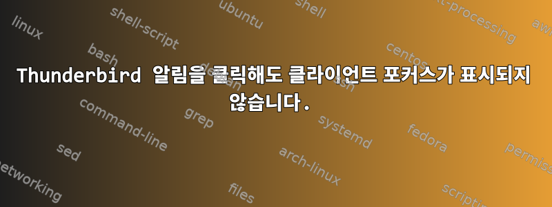 Thunderbird 알림을 클릭해도 클라이언트 포커스가 표시되지 않습니다.