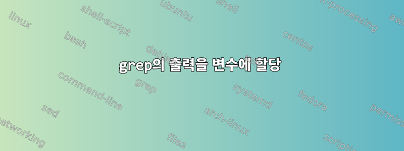 grep의 출력을 변수에 할당